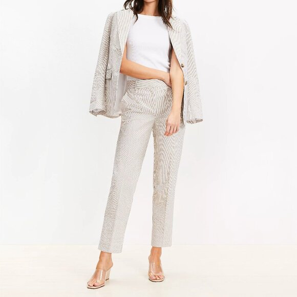 LOFT Riviera Slim Pants in Striped Seersucker - Picture 1 of 2